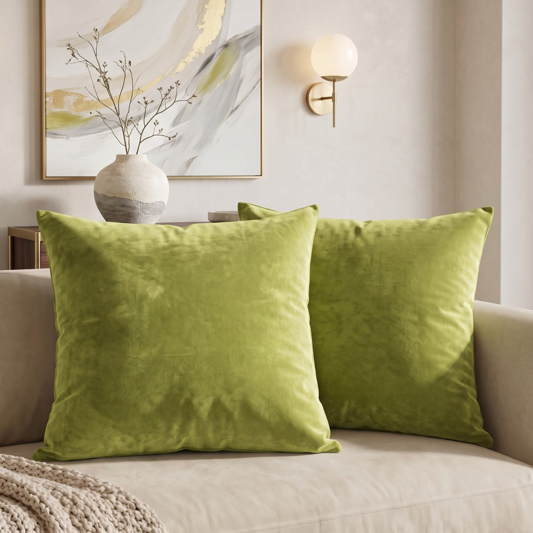 GREEN DYED VELVET CUSHION COVER (PACK OF 2)