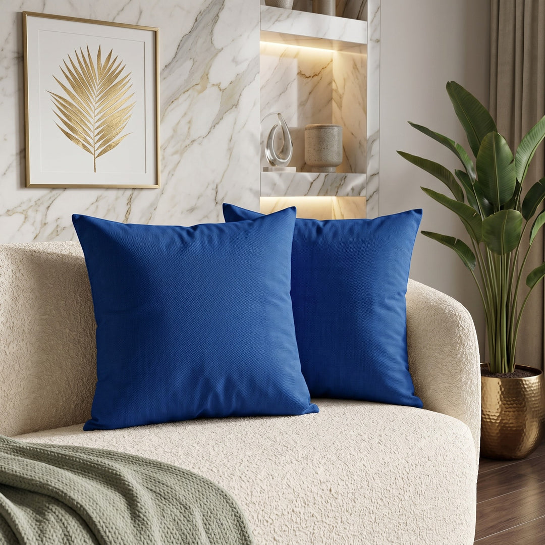 BLUE DYED VELVET CUSHION COVER (PACK OF 2)