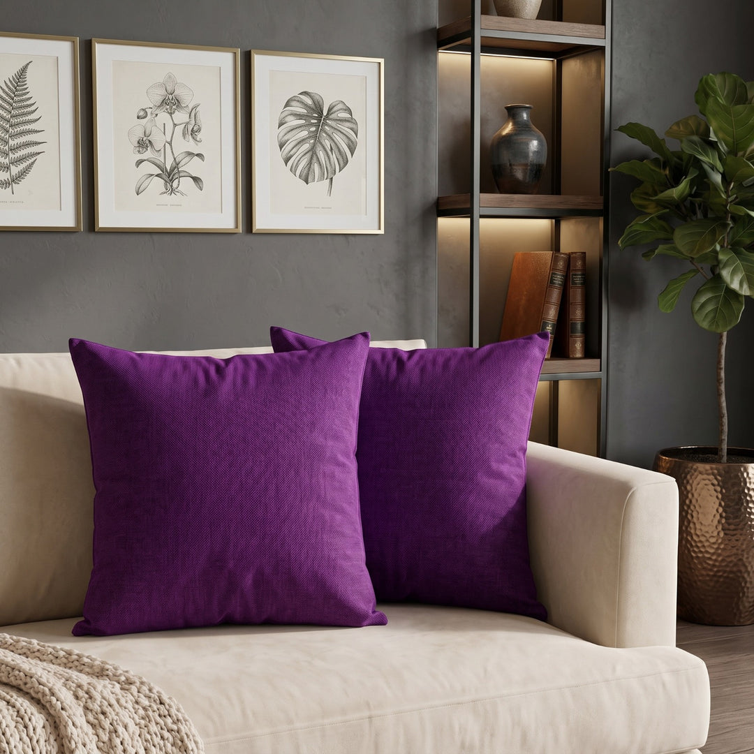 PURPLE DYED VELVET CUSHION COVER (PACK OF 2)