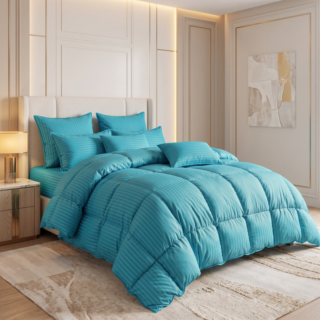 TURQUOISE BLUE STRIPE  RAZAI SET - 8 PCS