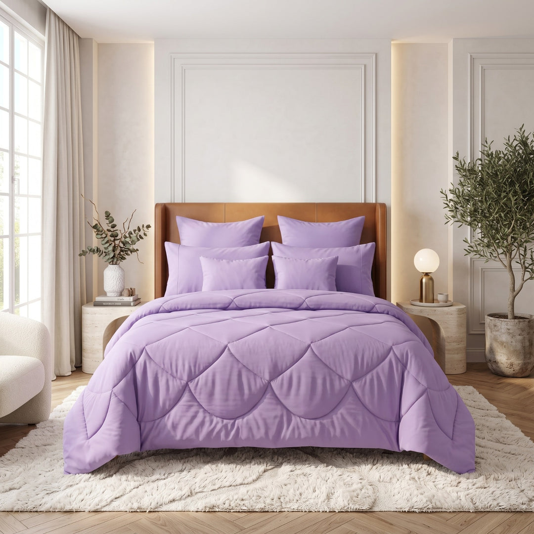 L.PURPLE DYED Comforter Set- 8 Pcs