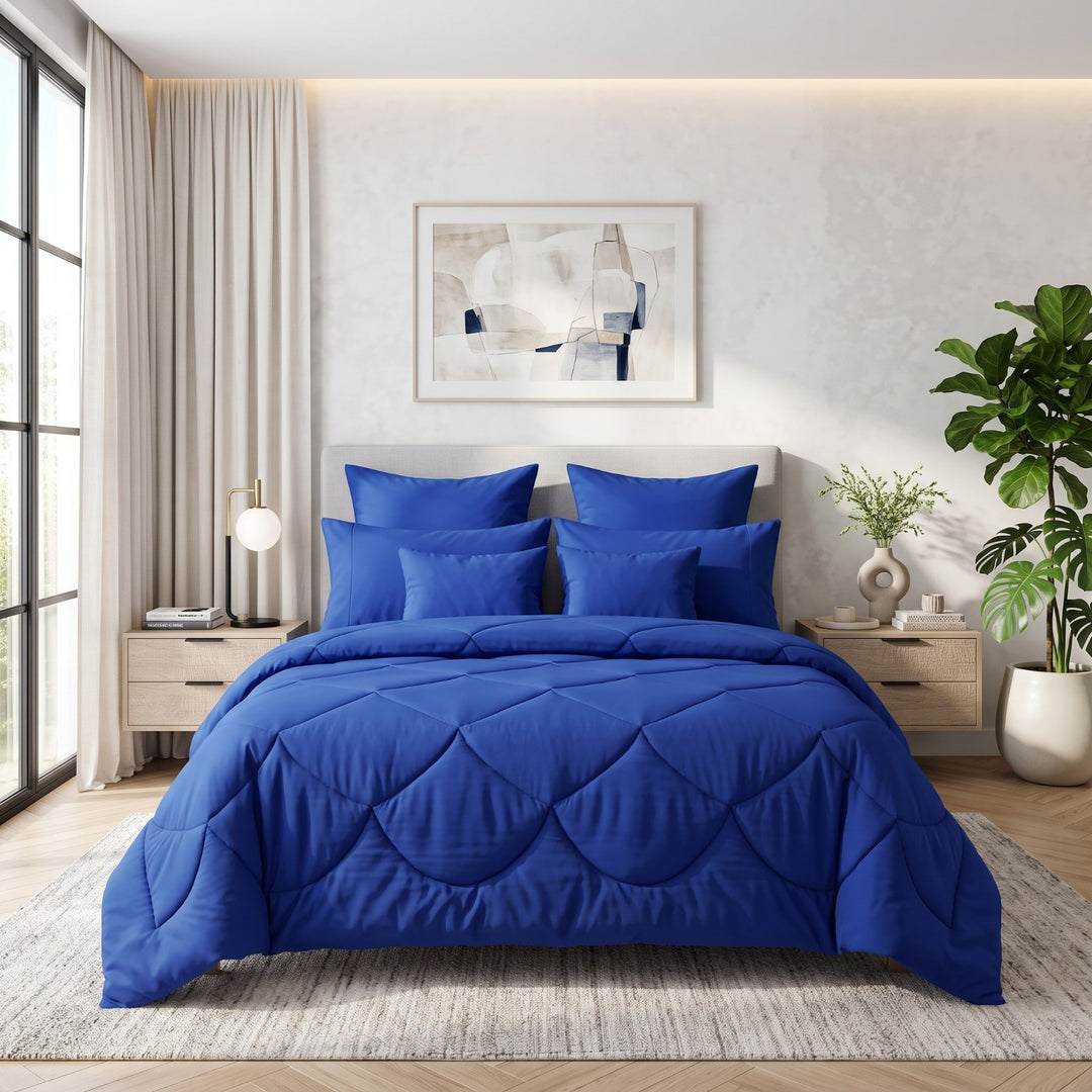 BLUE DYED Comforter Set- 8 Pcs