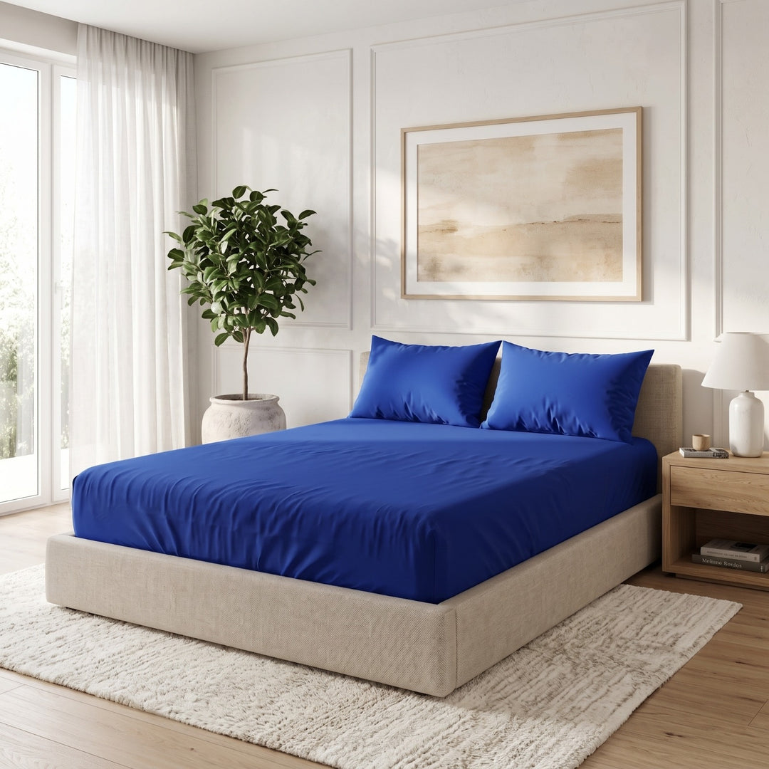 BLUE LUXURY FITTED SHEET- 3 PCS