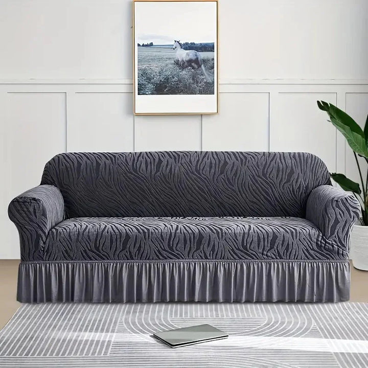 Zebra Velvet Grey Sofa Cover
