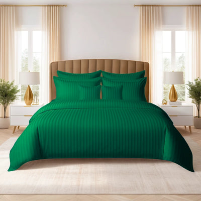 GREEN stripe summer comforter set-8 pcs