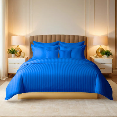 BLUE stripe summer comforter set-8 pcs