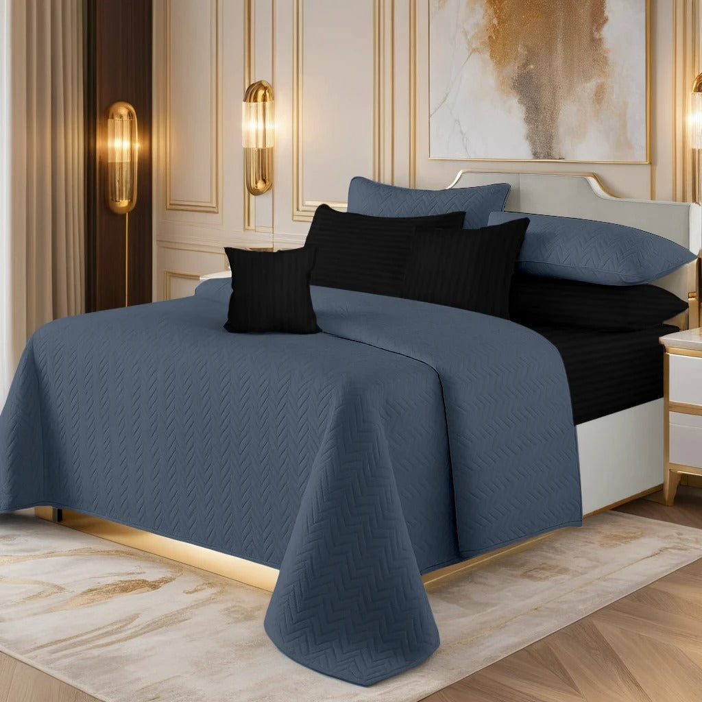 GREY BLACK Comforter Set- 8 Pcs