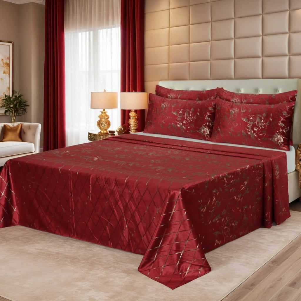 RED VELVET BEDSHEET SET - 5 PCS