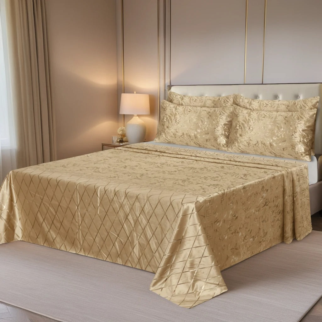 GOLDEN VELVET BEDSHEET SET - 5 PCS