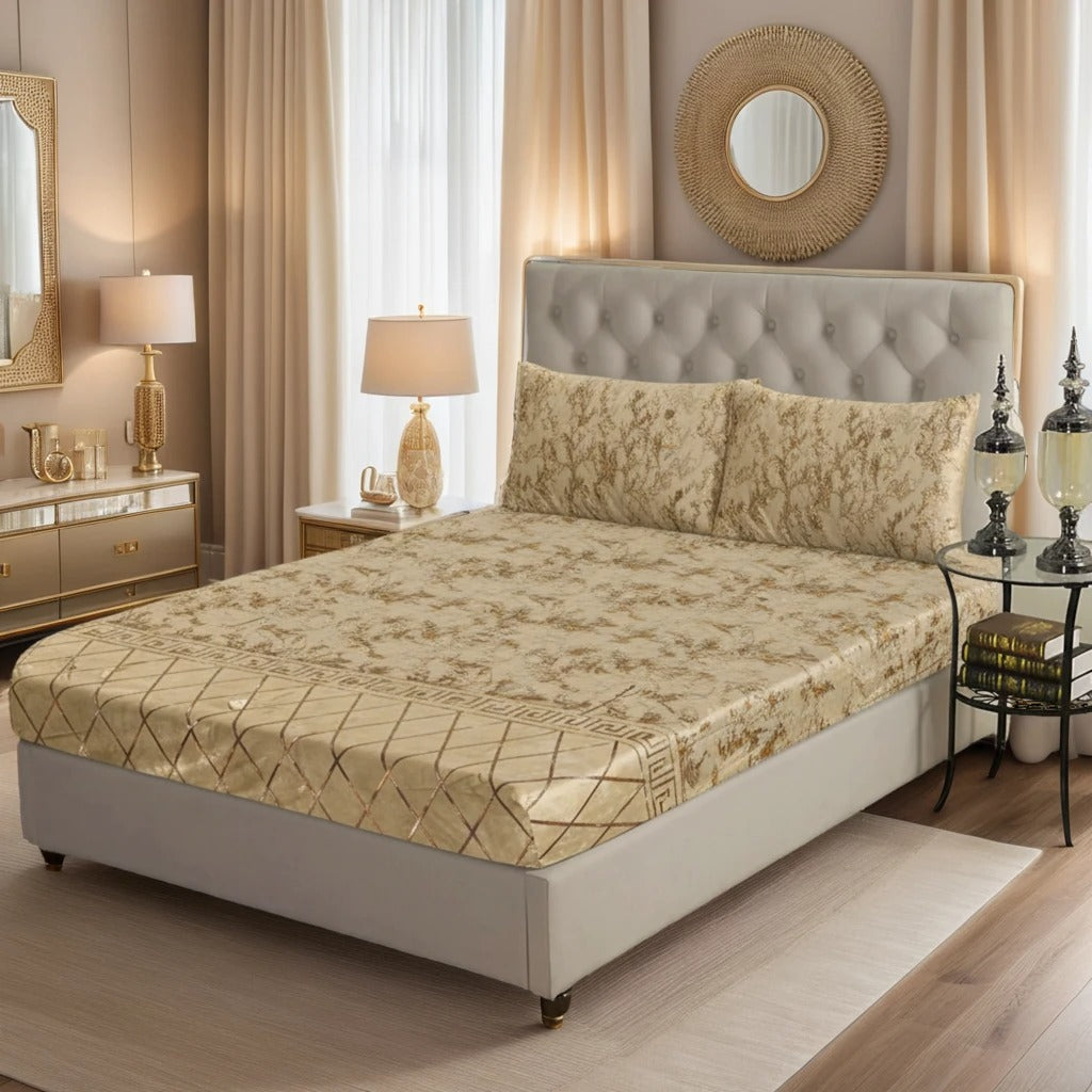 GOLDEN VELVET fitted bedsheet - (premium)