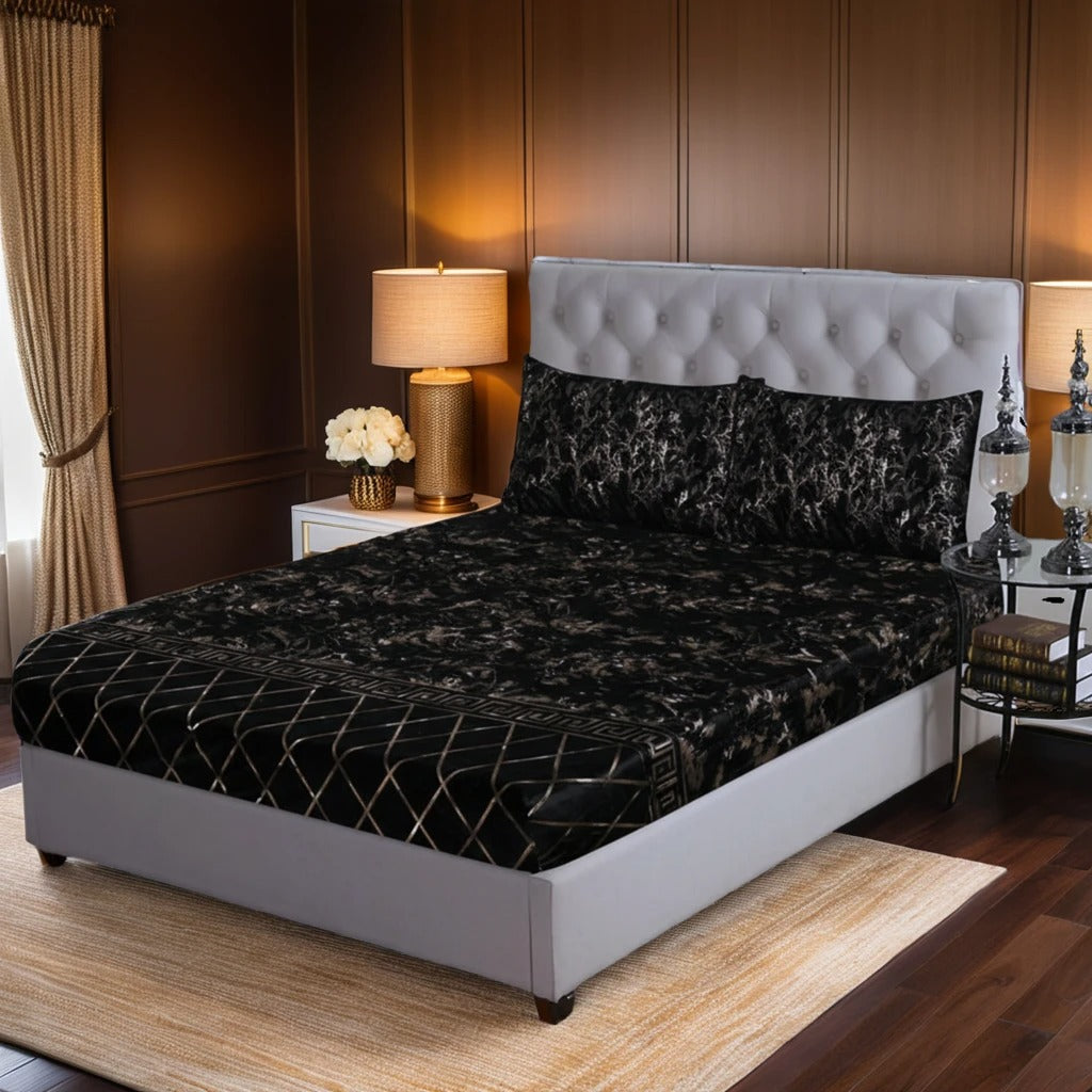 BLACK VELVET fitted bedsheet - (premium)