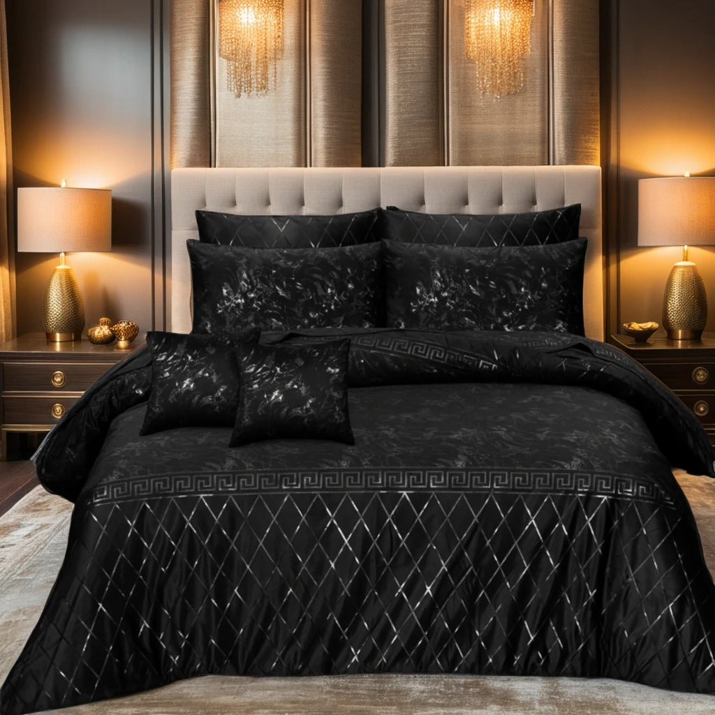 BLACK VELVET DUVET COVERS SET 8 PCS