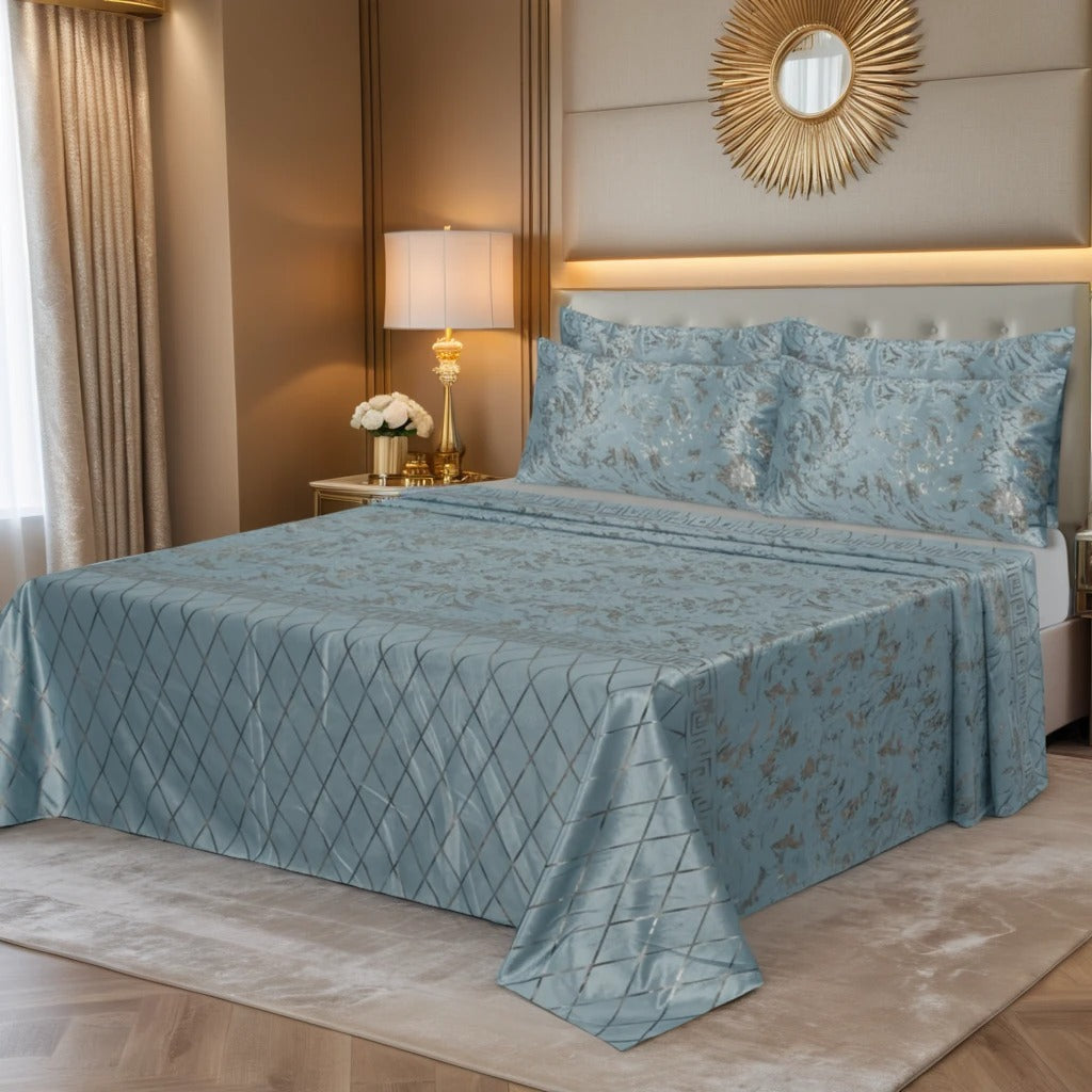 L.GREY VELVET BEDSHEET SET - 5 PCS