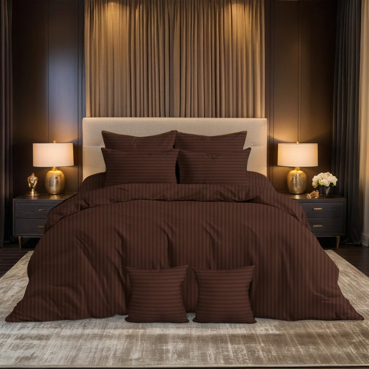 CHOCO stripe Winter Comforter Set- 8 Pcs