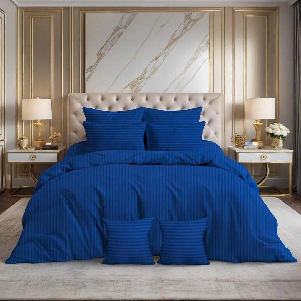 NAVY stripe Comforter Set- 8 Pcs
