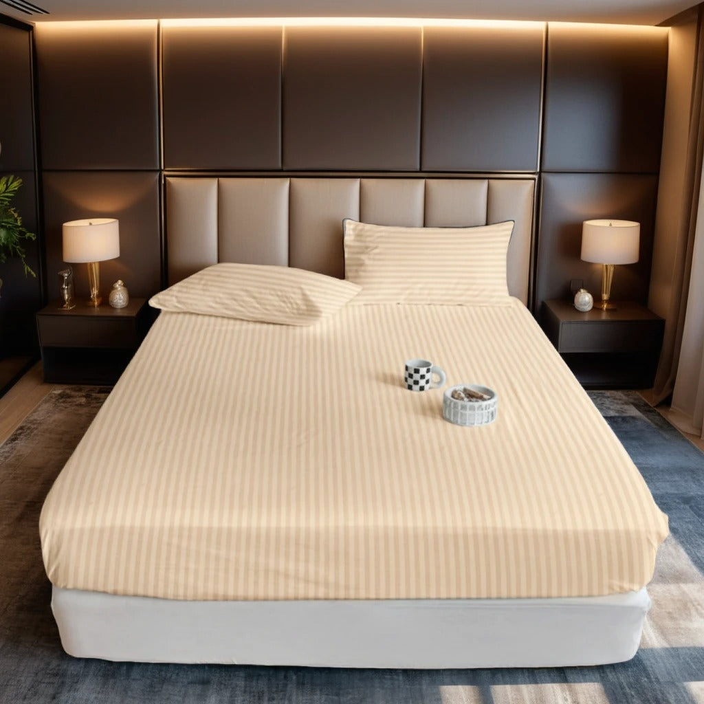 SKIN stripe satin fitted bedsheet - (premium)