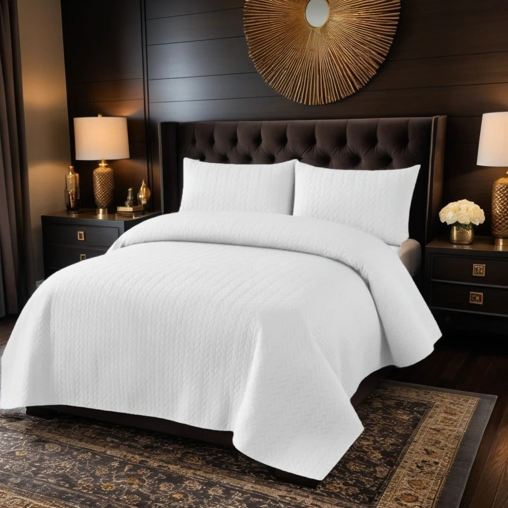 WHITE BEDSPREAD SET - 3 PCS (PREMIUM)