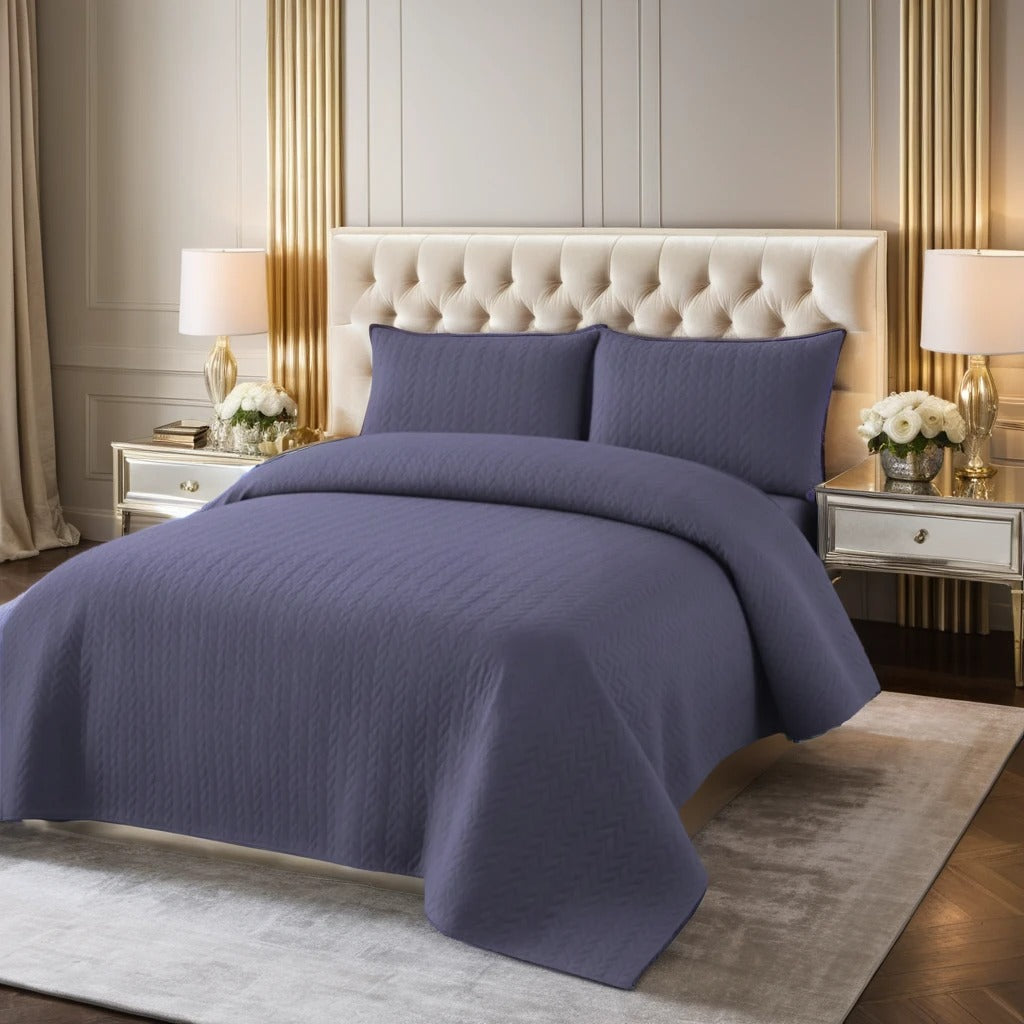 GREY BEDSPREAD SET - 3 PCS (PREMIUM)