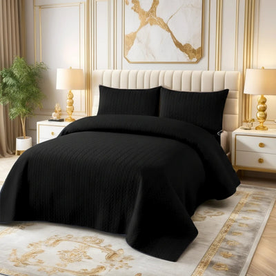 BLACK BEDSPREAD SET - 3 PCS (PREMIUM)