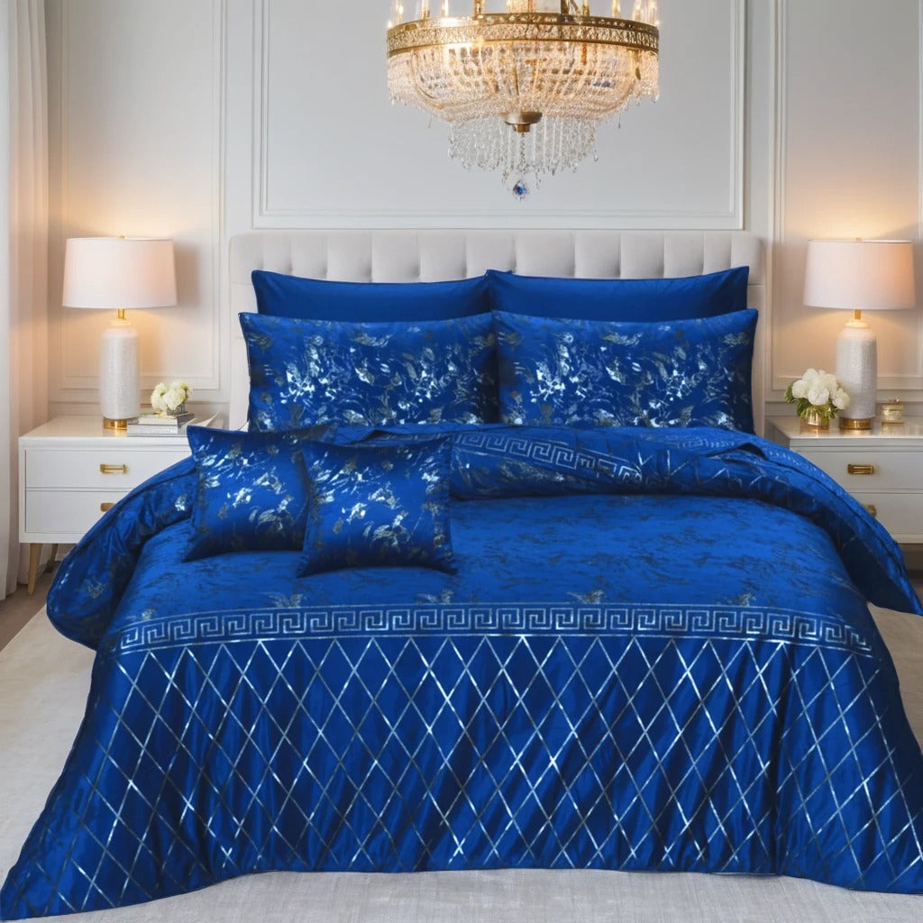 MILITARY/BLUE VELVET DUVET COVERS SET 8 PCS