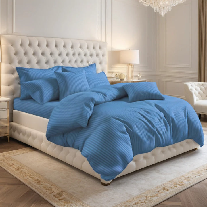 DUSTY BLUE  STRIPE  RAZAI SET - 8 PCS