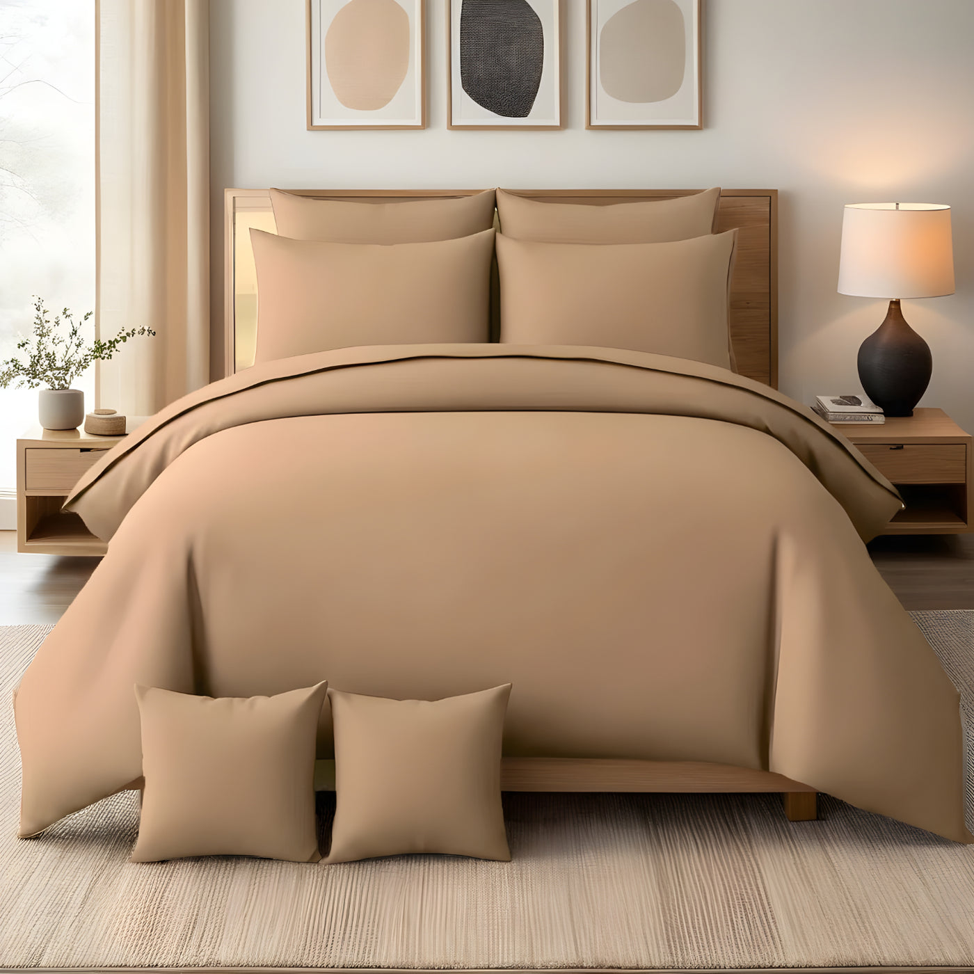 BEIGE LUXURY DUVET COVERS SET- 8 PCS