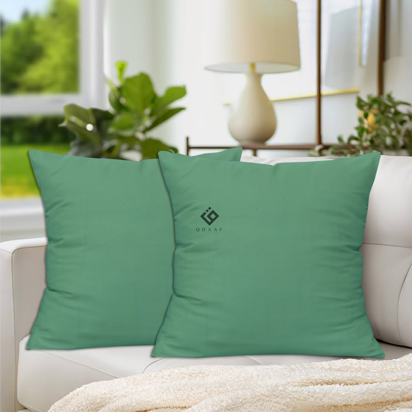 S.GREEN DYED CUSHION COVER (PACK OF 2)