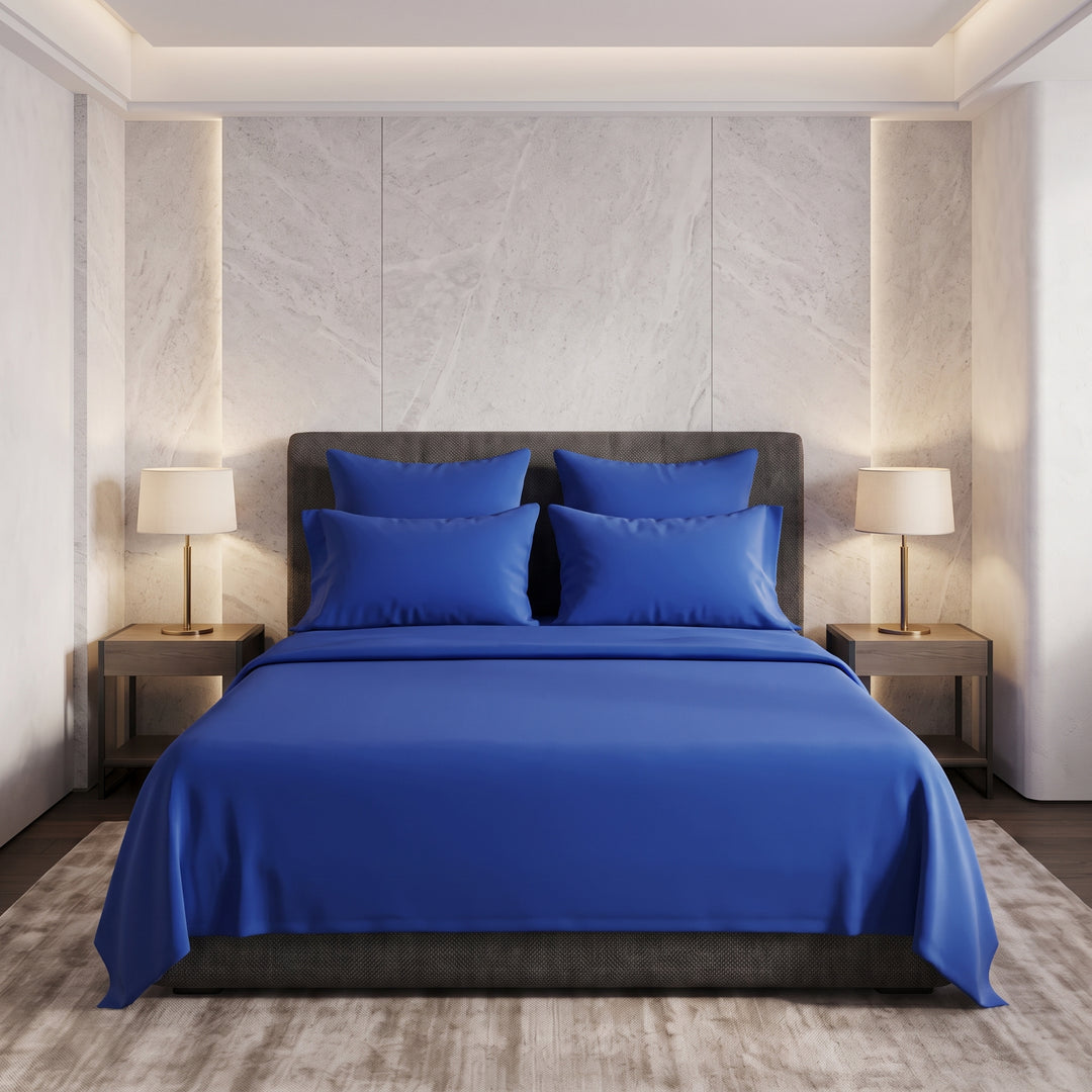 D.BLUE LUXURY DYED BEDSHEET SET- 5 PCS