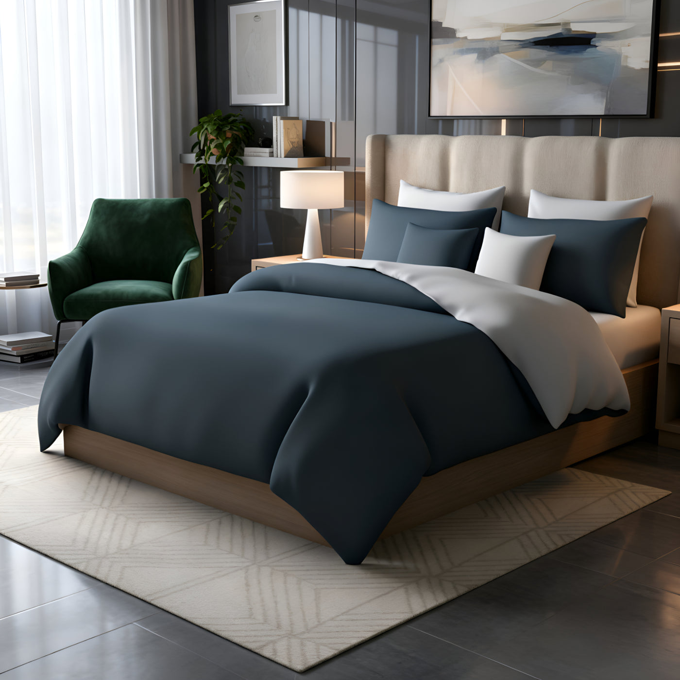D.GREY/SILVER LUXURY DUVET COVERS SET- 8 PCS