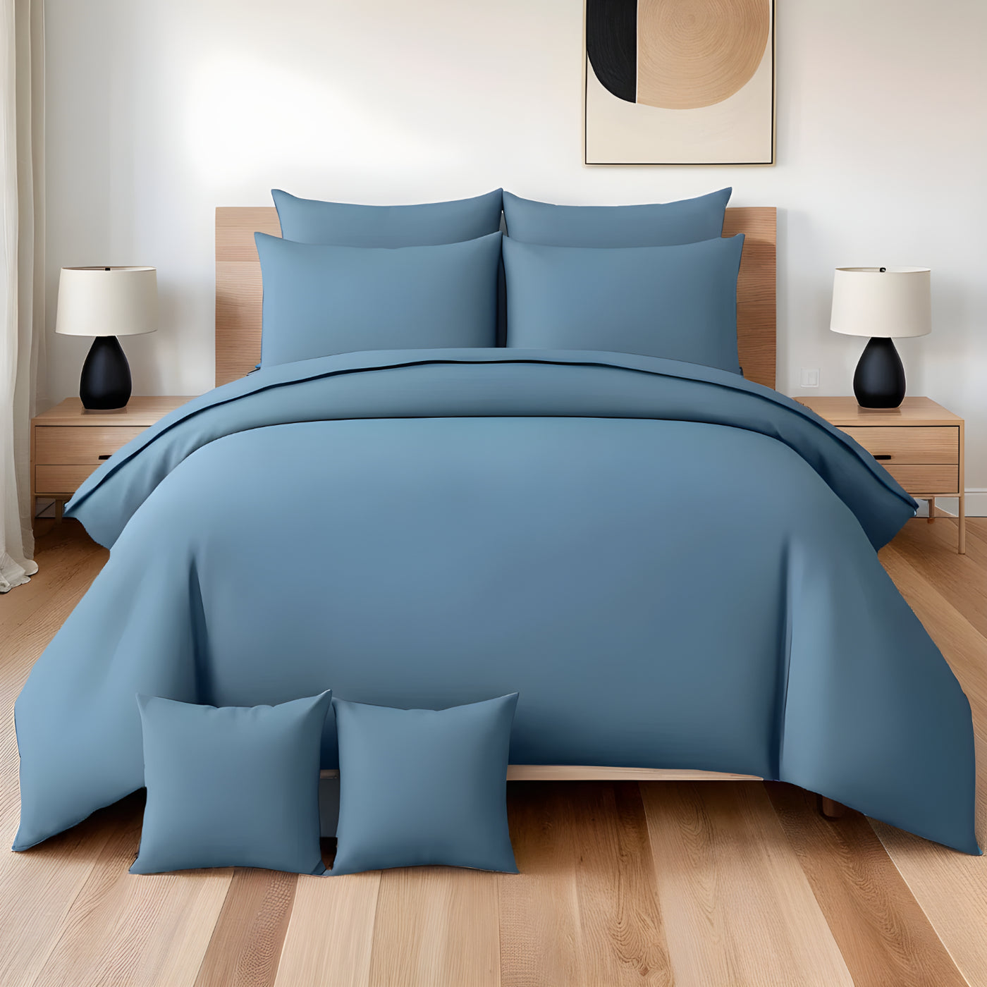 DUSTY BLUE LUXURY DUVET COVERS SET- 8 PCS