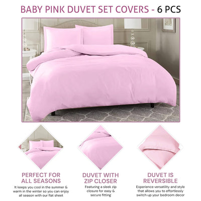 BABY PINK DUVET SET COVERS - 6 PCS (PREMIUM)