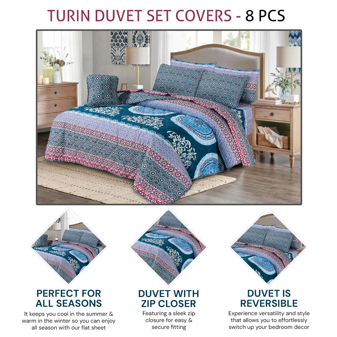 TURIN DUVET SET COVERS - 8 PCS (PREMIUM)