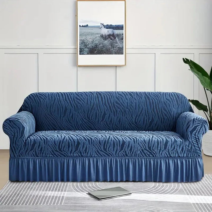 Zebra Velvet Navy Blue Sofa Cover