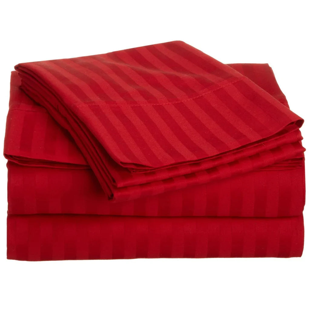 RED SATIN STRIPE DUVET SET 8 PCS | EXPERIENCE UNMATCHED LUXURY