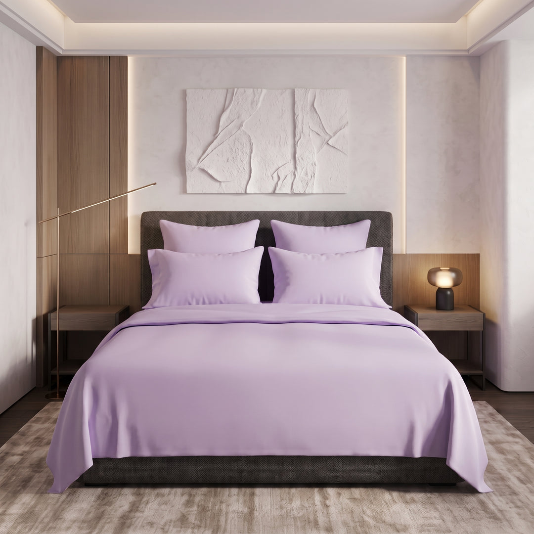 L.PURPLE LUXURY DYED BEDSHEET SET- 5 PCS