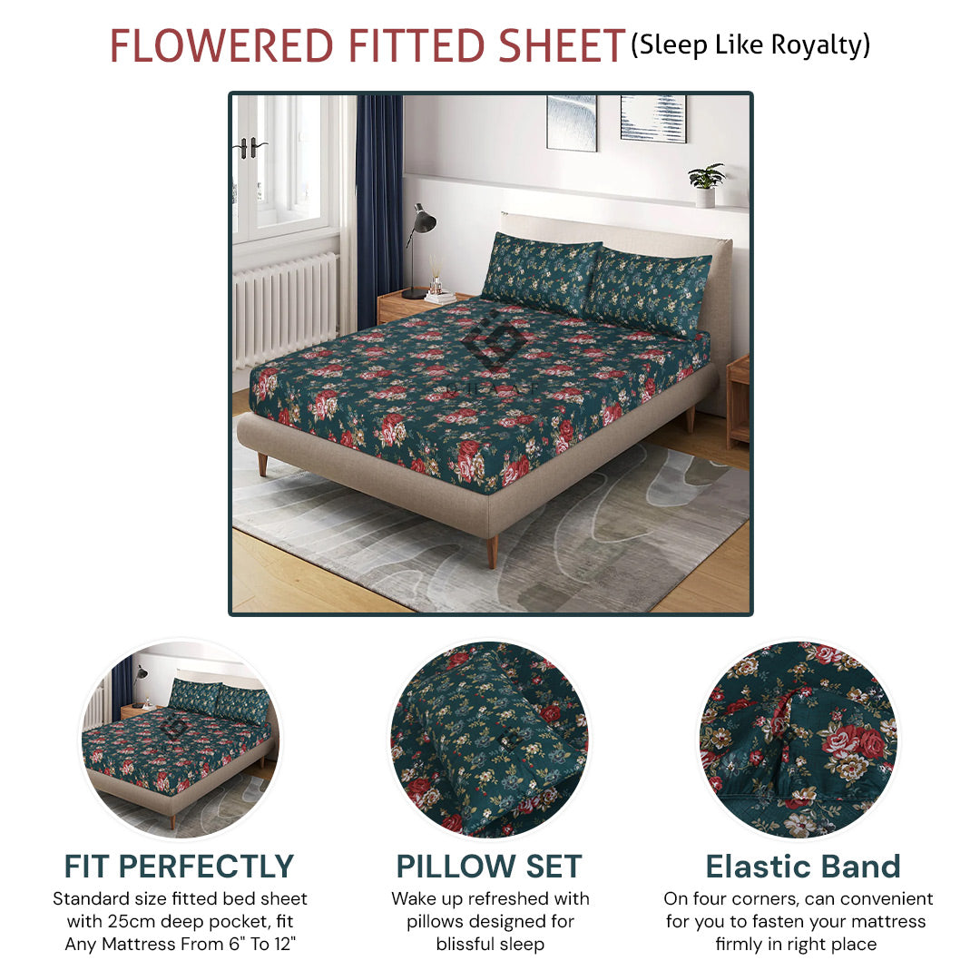 flowered fitted sheet - (premium)