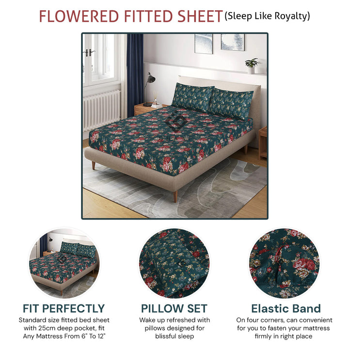 flowered fitted sheet - (premium)