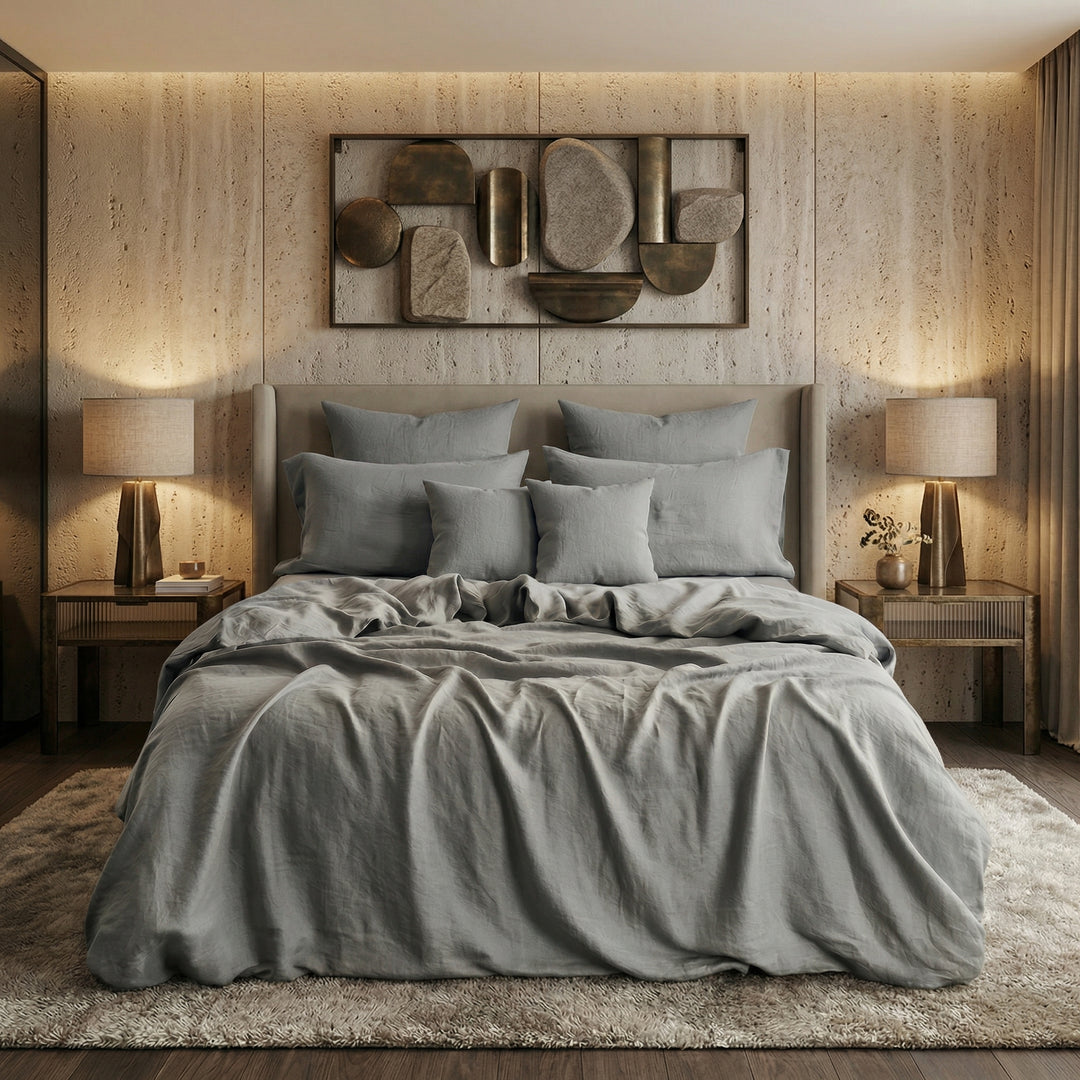 SILVER LUXURY DUVET COVERS SET- 8 PCS