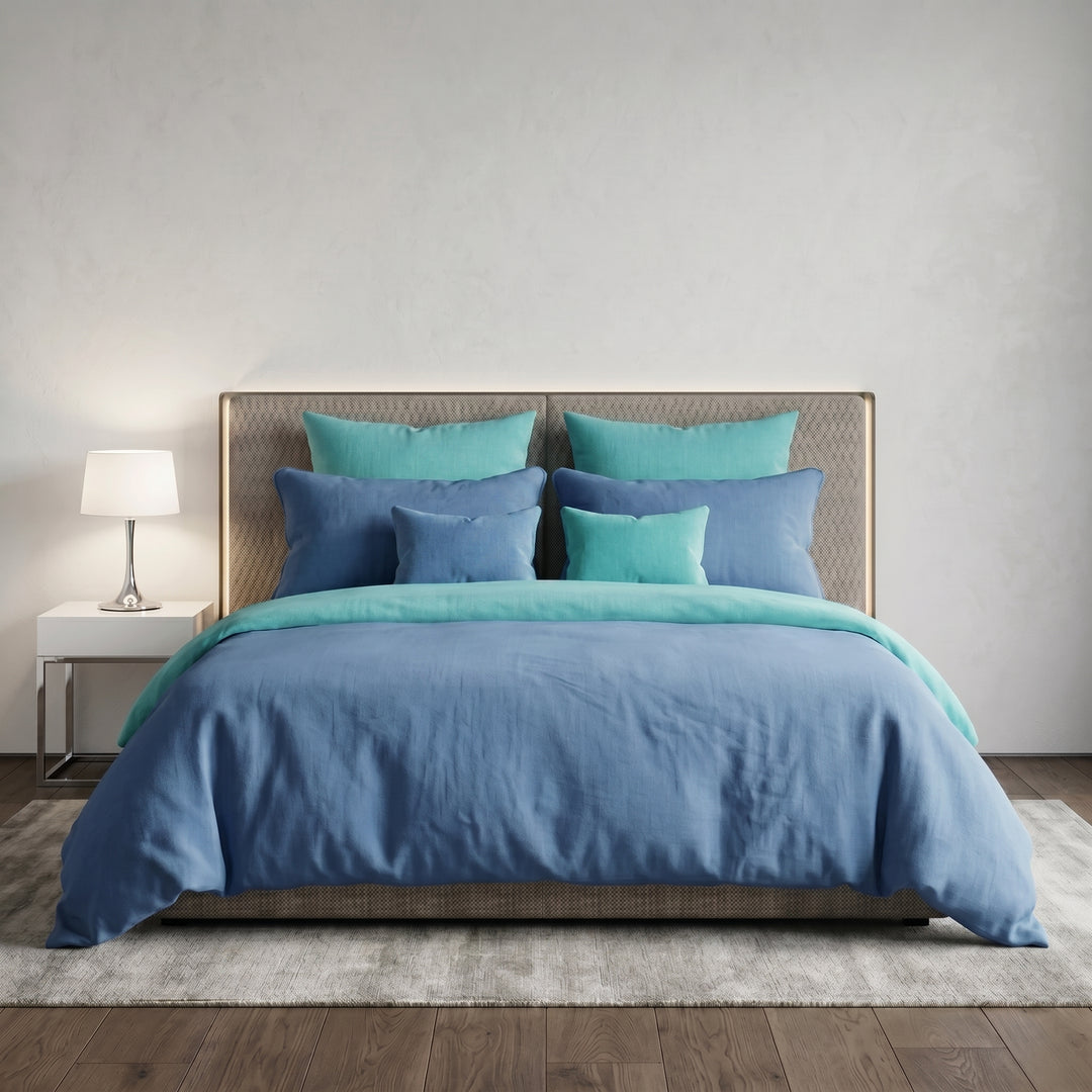 DUSTY BLUE /MINT  LUXURY DUVET COVERS SET- 8 PCS