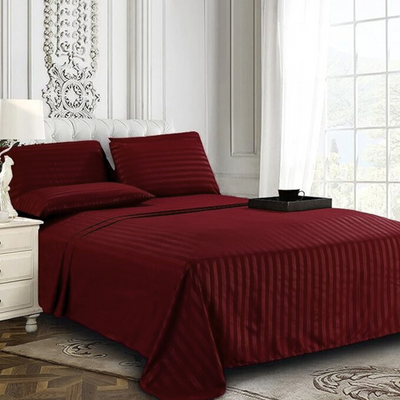 MAROON BEDSHEET SET - 5 PCS (SATIN)