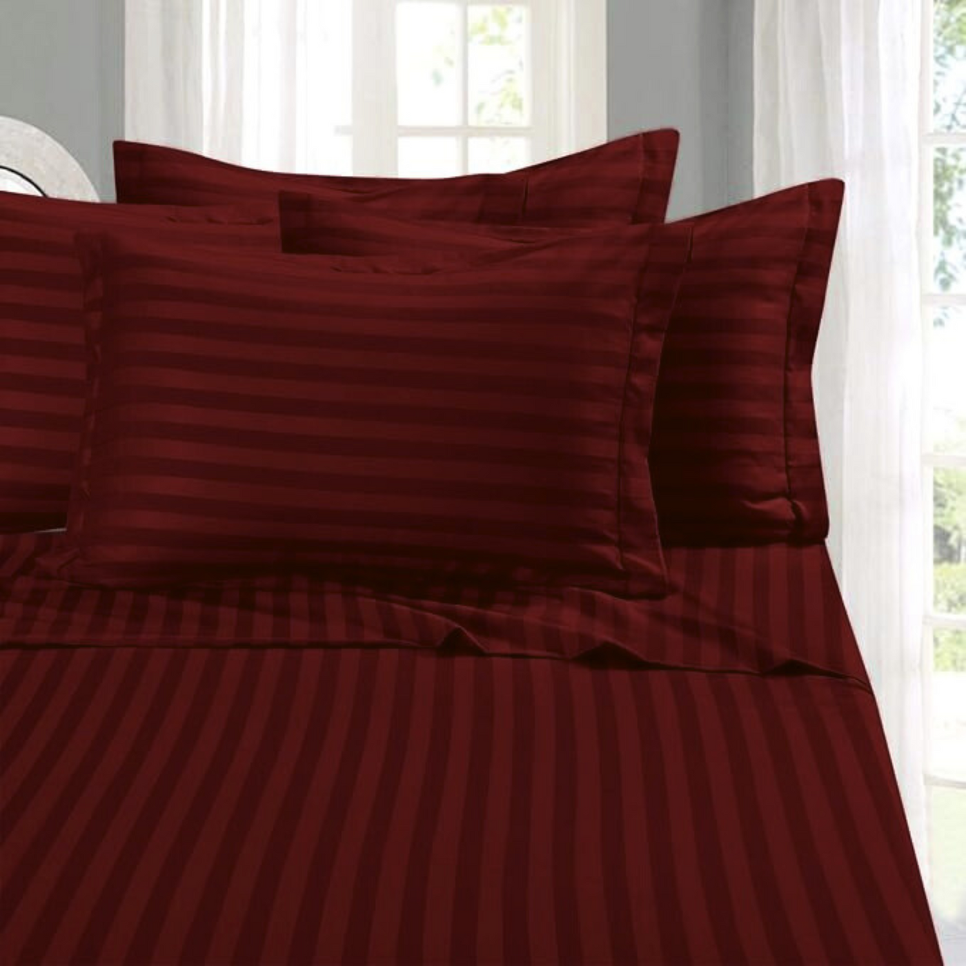 MAROON BEDSHEET SET - 5 PCS (SATIN)