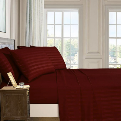 MAROON BEDSHEET SET - 5 PCS (SATIN)