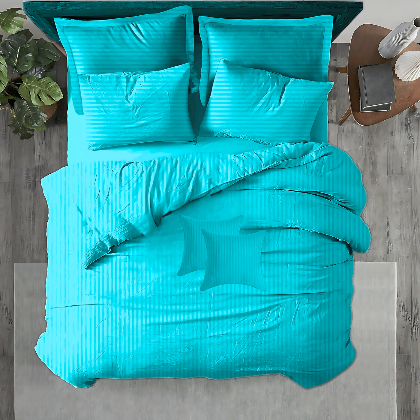 MINT SATIN STRIPE DUVET SET 8 PCS | EXPERIENCE UNMATCHED LUXURY