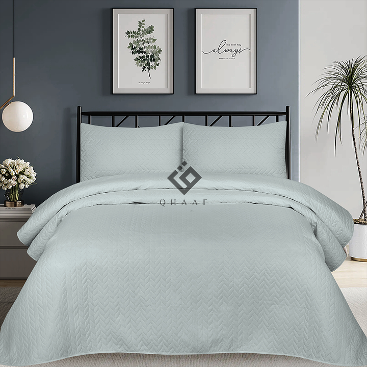 SILVER N.P BEDSPREAD SET - 3 PCS (PREMIUM)