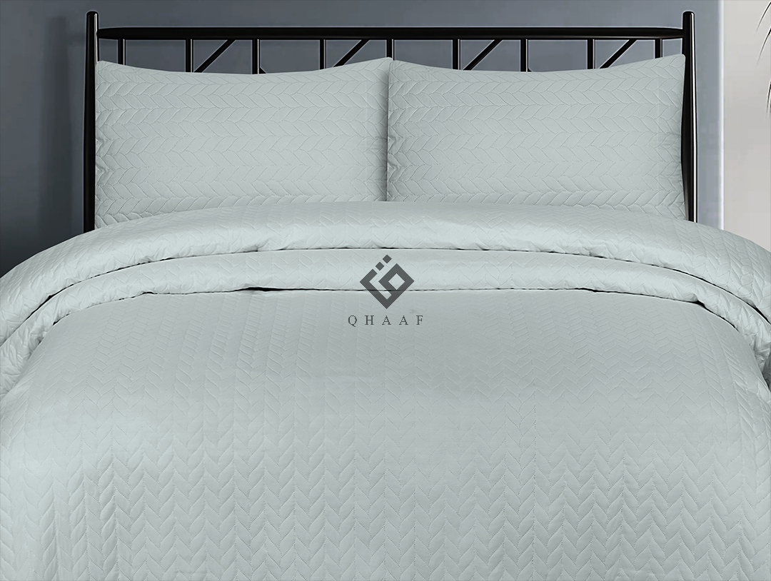 SILVER N.P BEDSPREAD SET - 3 PCS (PREMIUM)