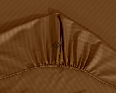 brown stripe satin fitted sheet - (premium)