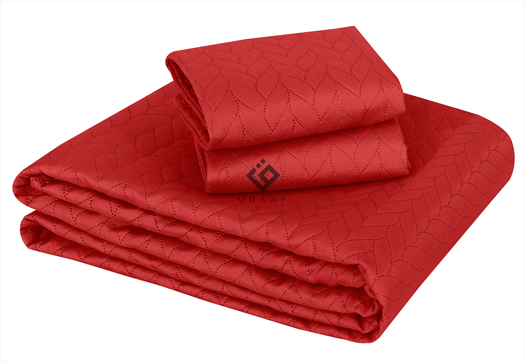 RED N.P BEDSPREAD SET - 3 PCS (PREMIUM)