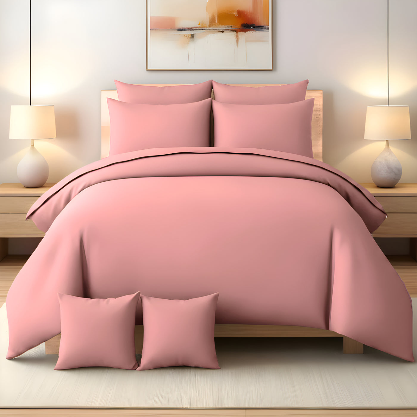 PEACH LUXURY DUVET COVERS SET- 8 PCS