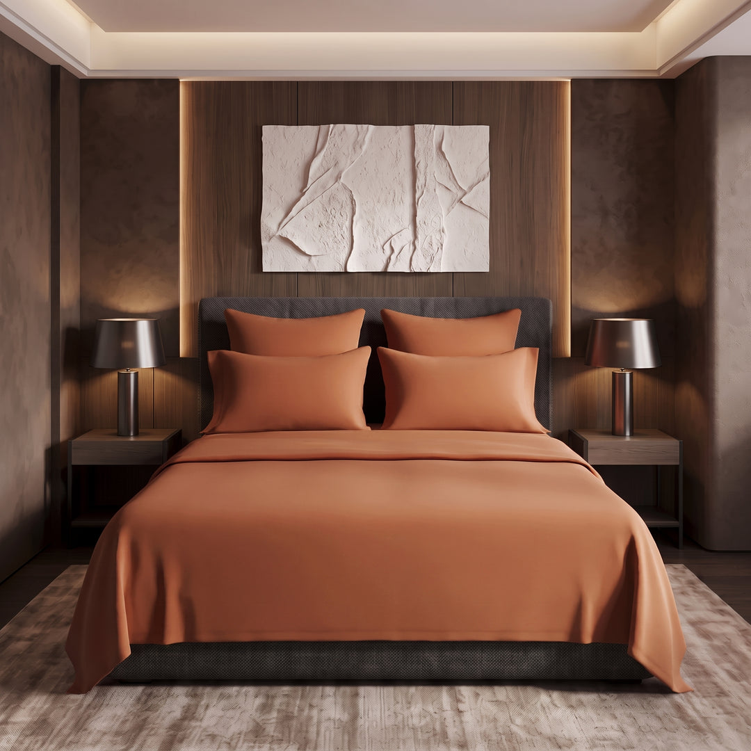 COPPER LUXURY DYED BEDSHEET SET- 5 PCS