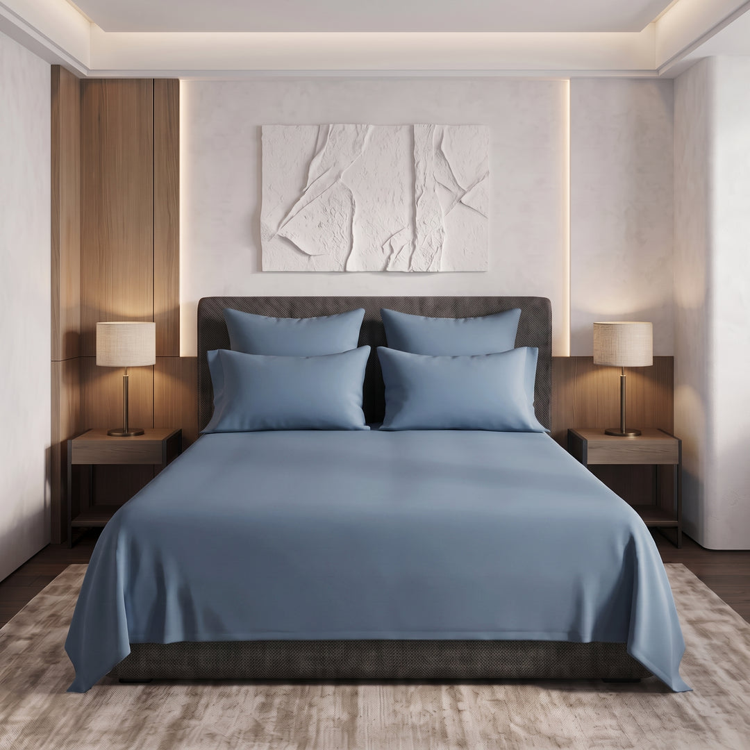 L.GREY LUXURY DYED BEDSHEET SET- 5 PCS